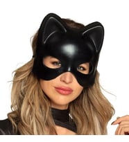 pilelistore Siyah Deri Görünümlü Kedi Maskesi – Cosplay & Maskeli Balo