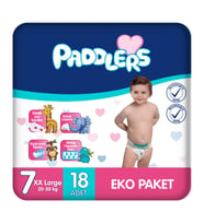 Paddlers Bebek Bezi 7 Numara XX-Large (20-30 Kg) 18 Adet – Eko Paket, Yüksek Emicilik