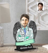 Kişiye Özel 2 Boyutlu Doktor Erkek Ahşap Biblo-6