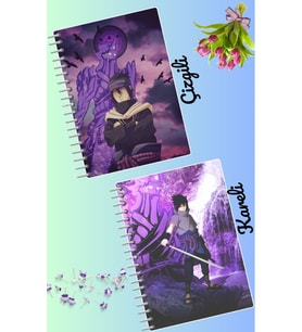 Sasuke Uchiha defter seti 2 adet A4 boyutu 21*30 çizgili + kareli 60 syf
