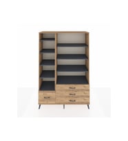 Hyperion Dolap 9 Raflı 4 Çekmeceli  132x44x195 Çam-Antrasit/Çam