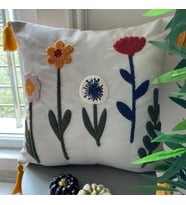 Comfort Punch Desenli Kırlent Kılıfı Kare Dekoratif Bohem Nakışlı Koltuk Yastık Kılıfı panç (Taba Çok Renkli)