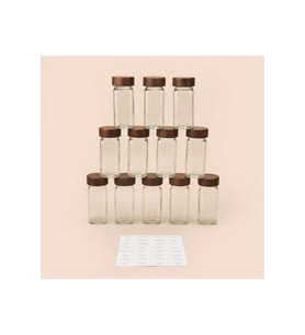 Akasya 12'li Baharatlık Seti - Şeffaf / Kahverengi- 120 ml