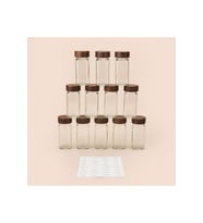 Akasya 12'li Baharatlık Seti - Şeffaf / Kahverengi- 120 ml