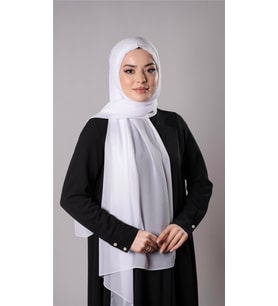 Beyaz Pratik Hazır Geçmeli Şal Şifon Kumaş Hijab Bone 3009_42