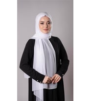 Beyaz Pratik Hazır Geçmeli Şal Şifon Kumaş Hijab Bone 3009_42