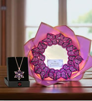 Led Işıklı Aynalı Mor Kelebek Buketi Sana Senden Daha Güzel Bir Çiçek Bulamadım Ayna Buket Lotus Kolye