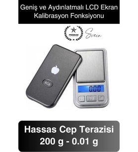 Premium Pilli Mini Hassas Cep Terazisi Tartı 200 g Kapasite 0.01 g Kuyumcu Tartısı Kılıflı Kalibre