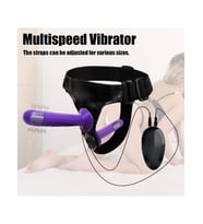 Censan Mor Double Dong Titreşimli Belden Bağlamalı Çift Taraflı Bisex Dildo Vibratör