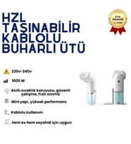 HZL Prizli Buharlı Ütü – Güçlü ve Kesintisiz Buhar Performansı, Kablolu Kullanım, Profesyonel Sonuçlar + Taşıma Çantası Hediye