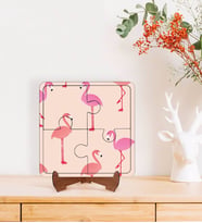 BK Gift Flamingolar Tasarımlı Ahşap Standlı Puzzle Çerçeve-1