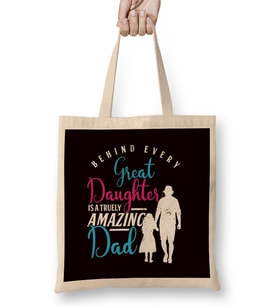 Great Daughter Amazing Dad Father Papa Daddy Husband Stepdad Bez Çanta Uzun Saplı