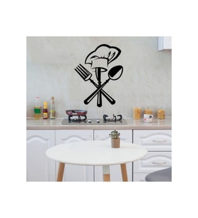 Mutfak Duvar Aksesuar Siyah Çatal Bıçak Mutfak Sticker