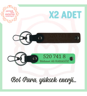 Koyu Kahve-F Yeşil, Adınıza Özel Yüksek Enerji Sağlayan, Hediyelik 520 741 8 Yazılı 2'li Anahtarlık (Çok Renkli)