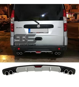 Fiat Doblo D2 Difüzör Arka Tampon Eki 4 Egzoz Çıkışlı Gri