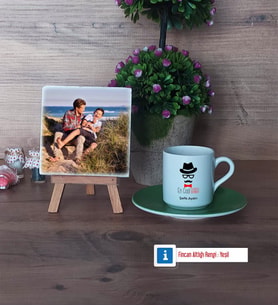 En Cool Baba Fotoğraflı Dekoratif Taş, Ahşap Altlıklı Türk Kahvesi Fincanı Hediye Babaya Hediye (Model 9)