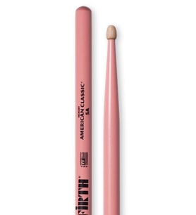 Vic Firth 5AP 5A Bateri Bageti (1 Çift ) Pembe Renk, Hickory (Ceviz) Ağacı, Ahşap Uçlu (Wood Tip)