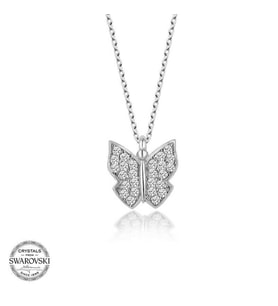 Swarovski Taşlı Gümüş Kelebek Kolye