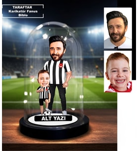KİŞİYE ÖZEL BABA ÇOCUK, BABA OĞUL Siyah Beyaz TARAFTAR TASARIMLI IŞIKLI KARİKATÜR FANUS BİBLO