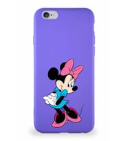 Apple iPhone 6 Soft Premier Kapak Minnie Mouse-F Tasarımlı Silikon Kılıf - Mor (Şeffaf)