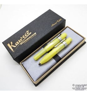 Kaweco Kalem Seti Frosted Sarı  Dolma Kalem + Tükenmez Kalem Set  İsme Özel Kalem