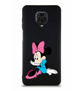 Xiaomi Redmi Note 9 Pro Soft Premier Kapak Minnie Mouse-E Tasarımlı Silikon Kılıf - Siyah (Şeffaf)