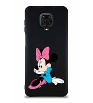 Xiaomi Redmi Note 9 Pro Soft Premier Kapak Minnie Mouse-E Tasarımlı Silikon Kılıf - Siyah (Şeffaf)