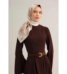 Armine Sura İpek Eşarp 9330 - 80 Krem Karışık Desen