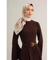 Armine Sura İpek Eşarp 9330 - 80 Krem Karışık Desen