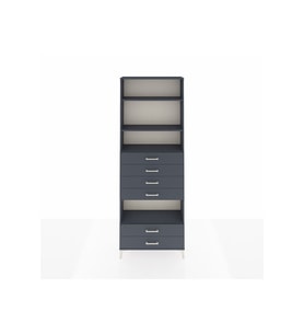 Arges Dolap 4 Raflı 6 Çekmeceli 88x30x243 Antrasit-Antrasit