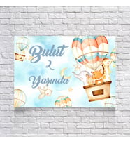 Balondaki Sevimli Hayvanlar Temalı Doğum Günü Afişi 35X50 cm
