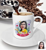 BK Gift Kişiye Özel Kadın Kimya Öğretmeni Karikatürlü Türk Kahvesi Fincanı-1 (Beyaz)