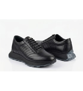 Growish GD0112 Hakiki Deri Gizli Bağcıklı 4 Mevsim Hafif Poli Uzun Taban Siyah Günlük Erkek Outdoor Spor Klasik Ayakkabı