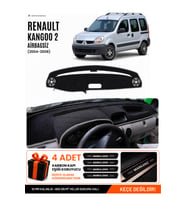 RENAULT KANGOO 2 AİRBAGSİZ (2004-2008) Uyumlu Torpido Örtüsü Torpido Kılıfı - Siyah Gri