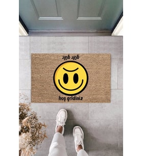 Dormot Modern Dijital Baskı Smile Sevinç ve Hüzün Kapı önü paspası (Bej)