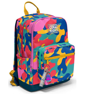 Coral High Dört Gözlü İlk ve Ortaokul Çantası - Unisex Renkli Kamuflaj Desenli 33232