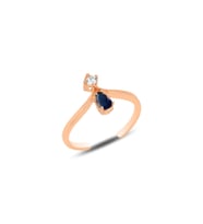 Gümüş rose safir taşlı taç modeli ayarlamalı damla yüzük SGTL12181LACIVERT