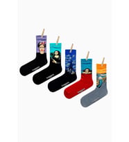 Unisex  Renkli 5'li Art Desenler Çorap Seti
