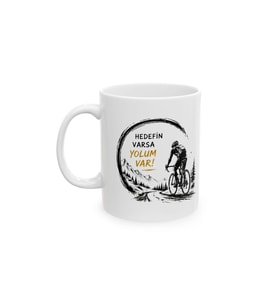 Hedefin Varsa Yolun Var Bisiklet Temalı Motivasyon Porselen Kahve Kupası 330 ml KF27052620