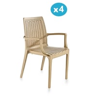 Omnipazar SY-2524 Örgü Desenli Rattan Bahçe Koltuk Sandalye 4'lü Set