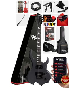 Midex Force Masif Ağaç Üst Seviye Elektro Gitar H-H Profesyonel Full Set Aksesuarlı