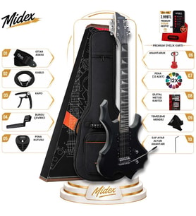 Midex Force-MBK Profesyonel Axel Kasa HSH Elektro Gitar Seti Mat Siyah