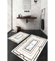 Dijital Baskılı Kaymaz Taban Yıkanabilir 2'li Klozet Takımı Banyo Paspası NDKZ-HS-417 (Beyaz)