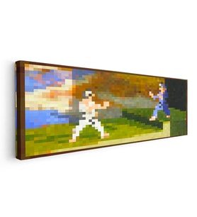 Yatay Panoramik Kanvas Tablo Fighters Piksel Minecraft Tablosu Ev Ofis Salon Duvar Dekoru