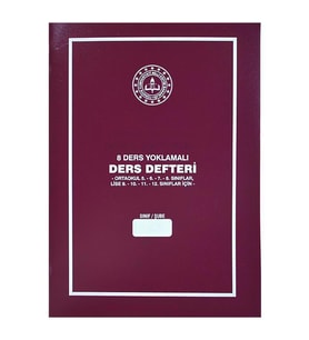 Gülpaş 8 Ders Yoklamalı Ders Defteri Bordo Plastik Kapak 384