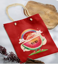 BK Gift Yaz Temalı Kırmızı Halat Saplı Kumaş Plaj Çantası -18, Baskılı Omuz Çantası, Alışveriş Çantası, Arkadaşa Hediye, Sevgiliye Hediye