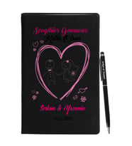Sevgililer Gününe Özel Siyah Defter Kalem Seti 24