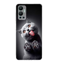 PrintiFy İnfinix Hot 12 ile Uyumlu Kedi 2 Kamera Korumalı Şeffaf Kılıf