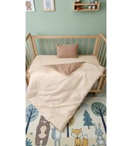 Baby Clime; 5 Parça Bebek Çocuk Uyku Seti - 90x130 Yorgan - Mobilya Beşik ve Park Yatak Ölçülerine Uyumlu (Bej-Kahve)