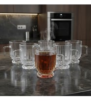Elysia Desen 6 Kişilik Cam Çay-Kahve Takımı  - 6 x 160 ml. (Şeffaf)